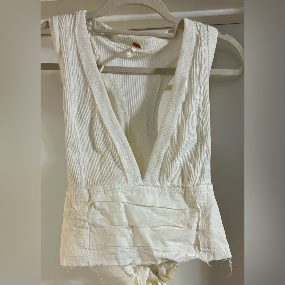 Free People white wrap-around tank top